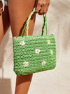 Summer Bliss: Floral Design Square Single Shoulder Bag for Beach and Travel