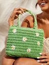 Summer Bliss: Floral Design Square Single Shoulder Bag for Beach and Travel