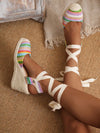 Colorful Lace-Up Wedge Sandals: A Stylish Summer Staple