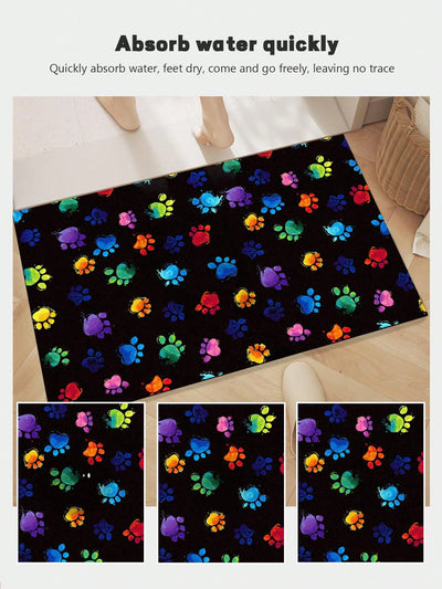 Vibrant Paw Pattern Door Mat: Keep Your Floors Clean and Stylish!