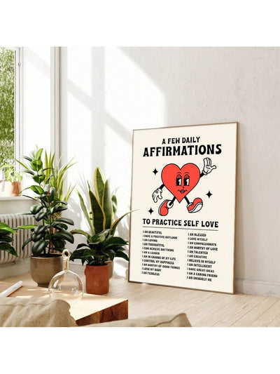 Empowering Daily Affirmations Retro Canvas Print for Positive Self-Love