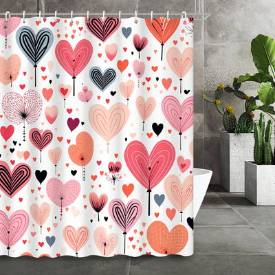 Love is in the Air: Heart Shaped Valentine's Day Shower Curtain for Your Bathroom Décor