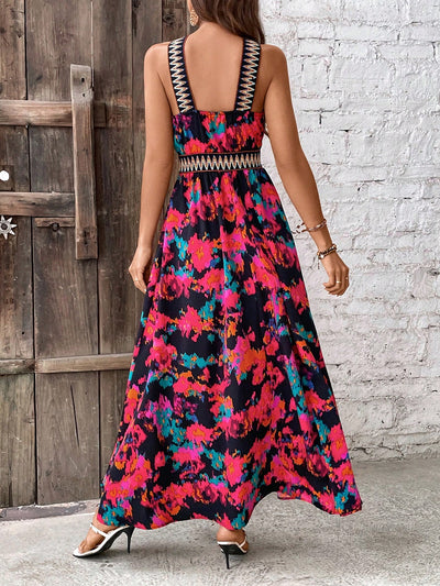 Vacation Ready: All Over Printed Crossover Halterneck Dress