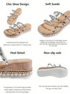 Woman's Fashionable Striped Water Brick Wedge Sandals for Casual Style