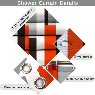 Striped Bathroom Shower Curtain Set with Non-Slip Bath Mats