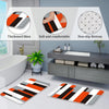 Striped Bathroom Shower Curtain Set with Non-Slip Bath Mats