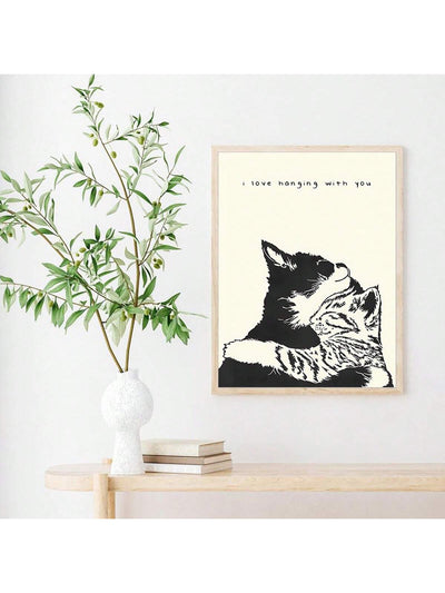 Adorable Cat Love Canvas Painting for Home Wall Decor