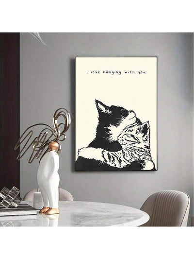 Adorable Cat Love Canvas Painting for Home Wall Decor