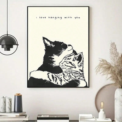 Adorable Cat Love Canvas Painting for Home Wall Decor