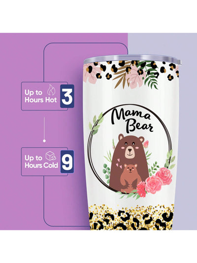 Mom Tumbler: Funny Bear Bottle for Mother's Day & Christmas - Best 20oz Cup with Lid