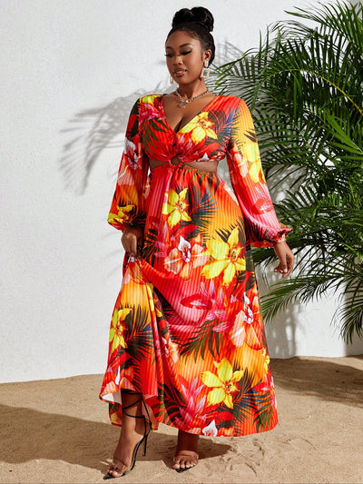 Blooming Beauty: Plus Size Floral A-Hem Dress