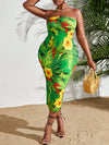 Tropical Paradise: Plus Size Strapless Dress