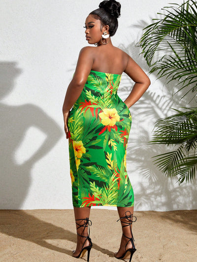 Tropical Paradise: Plus Size Strapless Dress