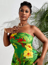 Tropical Paradise: Plus Size Strapless Dress