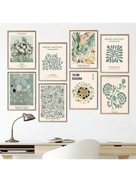 9 Piece Vintage Eclectic Canvas Poster Set - Ideal Wall Art Gift for Any Room