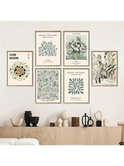 9 Piece Vintage Eclectic Canvas Poster Set - Ideal Wall Art Gift for Any Room