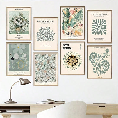 9 Piece Vintage Eclectic Canvas Poster Set - Ideal Wall Art Gift for Any Room