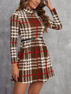 Chic and Stylish: Funnel Neck Plaid Dress with Sleeves