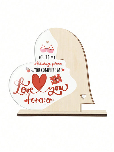 You Complete Me Heart-Shaped Acrylic Sign - Desktop Decoration for Home or Fireplace - Gifts For Girlfriend