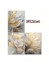 3pc Luxury Golden and White Leaves Canvas Wall Art Set for Home and Office Decor