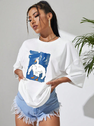 Whimsical Cartoon Printed T-Shirt - Embrace Your Inner Child!