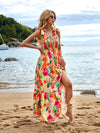 Tropical Bliss: Women's Halter Vacation Strap Maxi Dress