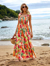 Tropical Bliss: Women's Halter Vacation Strap Maxi Dress