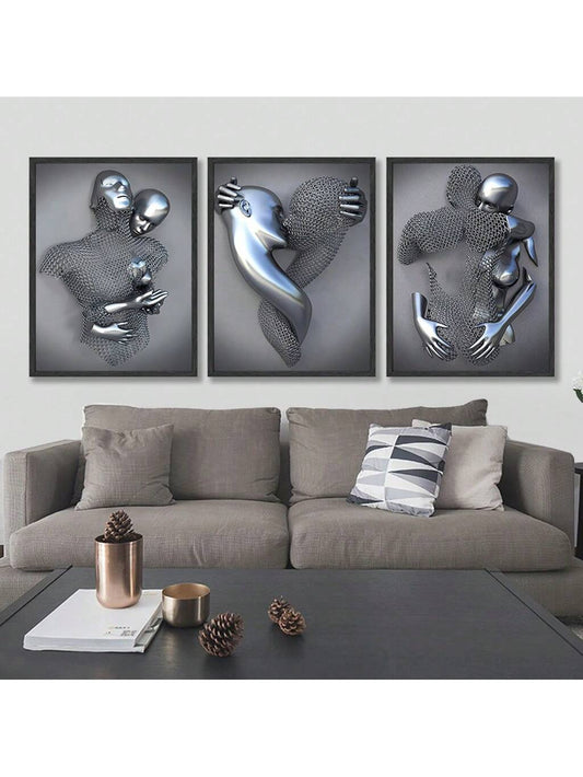 Romantic Love Heart Canvas Poster Set - Modern Abstract Wall Art for Home Decor