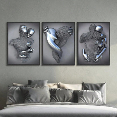 Romantic Love Heart Canvas Poster Set - Modern Abstract Wall Art for Home Decor