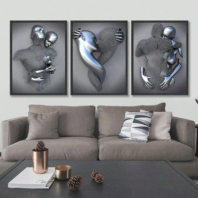 Romantic Love Heart Canvas Poster Set - Modern Abstract Wall Art for Home Decor