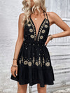 Floral Dreams: Women's Deep V-Neck Dress with Stunning Embroidery