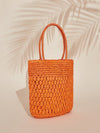 Sun-Kissed Vibes: Orange Double Handle Straw Bag - Ideal for Summer Beach Travel and Outdoor Holidays