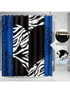 Blue Rose and Leopard Bathroom Set: Bright Style Shower Curtain Sets with Rugs, Bath Mat, U-Shape, and Toilet Lid Cover Mat