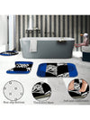 Blue Rose and Leopard Bathroom Set: Bright Style Shower Curtain Sets with Rugs, Bath Mat, U-Shape, and Toilet Lid Cover Mat