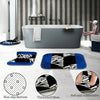 Blue Rose and Leopard Bathroom Set: Bright Style Shower Curtain Sets with Rugs, Bath Mat, U-Shape, and Toilet Lid Cover Mat