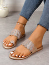 Sparkling Comfort: Women's Rhinestone Flat Sandals for Outdoor and Vacation Wear