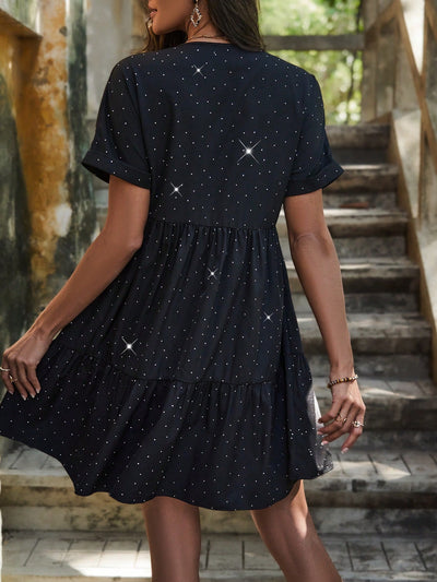 Stylishly Dotted: Deep-V Neck Polka Dot Dress