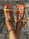 Summer Chic: Woven Flat Sandals with Anti-Slip Sole and Open Toe Design