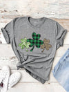 Clover Comfort: Plus Size Lucky Clover Letter Printed T-Shirt