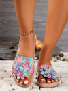 Rainbow Blooms: Women's Floral Flat Sandals for Outdoor Fun