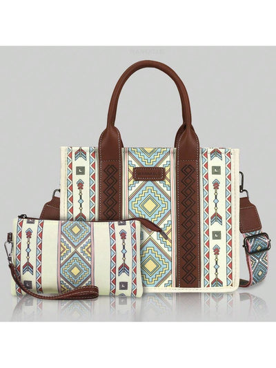 Travel in style with this Bohemian Vintage Suitcase Set for fashionable ladies. The set includes a <a href="https://canaryhouze.com/collections/canvas-tote-bags" target="_blank" rel="noopener">tote bag</a> and wallet, both featuring a unique vintage design. Perfect for any occasion, these accessories will add a touch of elegance to any outfit. Made with high-quality materials for durability and style.