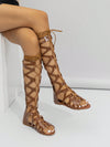 Shimmering Serpent: Metallic Snakeskin Gladiator Sandals