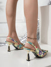 Chic and Feminine: Floral Embroidery Asymmetric High Heel Shoes for Women