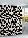 Chic and Sleek: Black Twisted Line Pattern Waterproof Shower Curtain