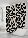 Chic and Sleek: Black Twisted Line Pattern Waterproof Shower Curtain