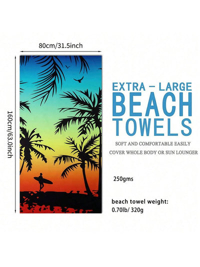 Ultra-Fine Fiber Coconut Tree Design Beach Towel: The Ultimate Towel for Beach, Pool, Yoga, and More!