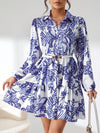 Garden Chic: Women's Plant Pattern Printed Shirt Dress