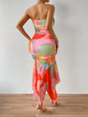 Summer Vibes Tie-Dye Strapless Dress with Ruffled Hem