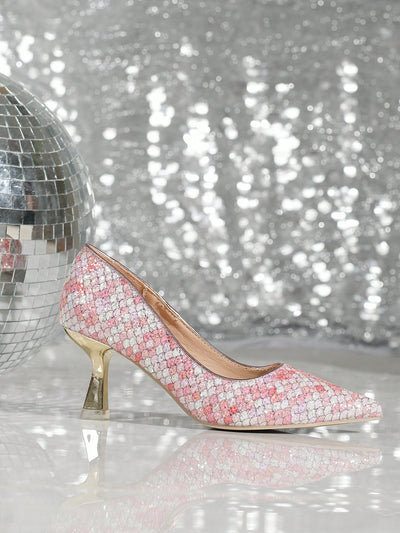 Shimmer and Shine: Sequined Pointed Toe Stiletto Heels for Party and Evening