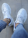 Shine Bright in Style: Women's Sparkly Anti-Skid Sports Shoes with Lace-Up Design for Outdoor Activities